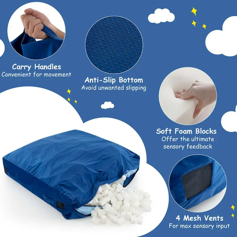 Materassino sensoriale anticaduta in schiuma blu/nero per 1 persona