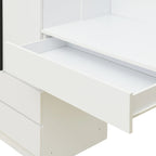 Armadio a 3 ante bianco con scrivania integrata, armadio contenitore per camera da letto singola