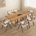 Set da pranzo da 7 pezzi in stile rattan in rovere naturale per 6 persone