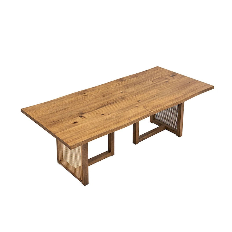 Set da pranzo da 7 pezzi in stile rattan in rovere naturale per 6 persone