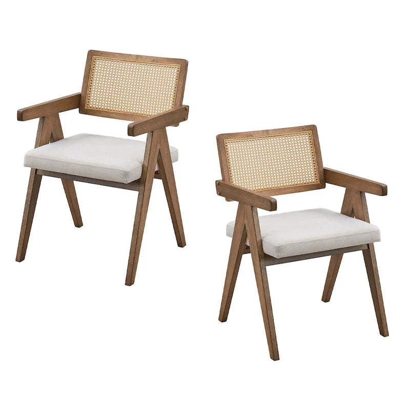 Set da pranzo da 7 pezzi in stile rattan in rovere naturale per 6 persone