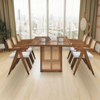 Set da pranzo da 7 pezzi in stile rattan in rovere naturale per 6 persone