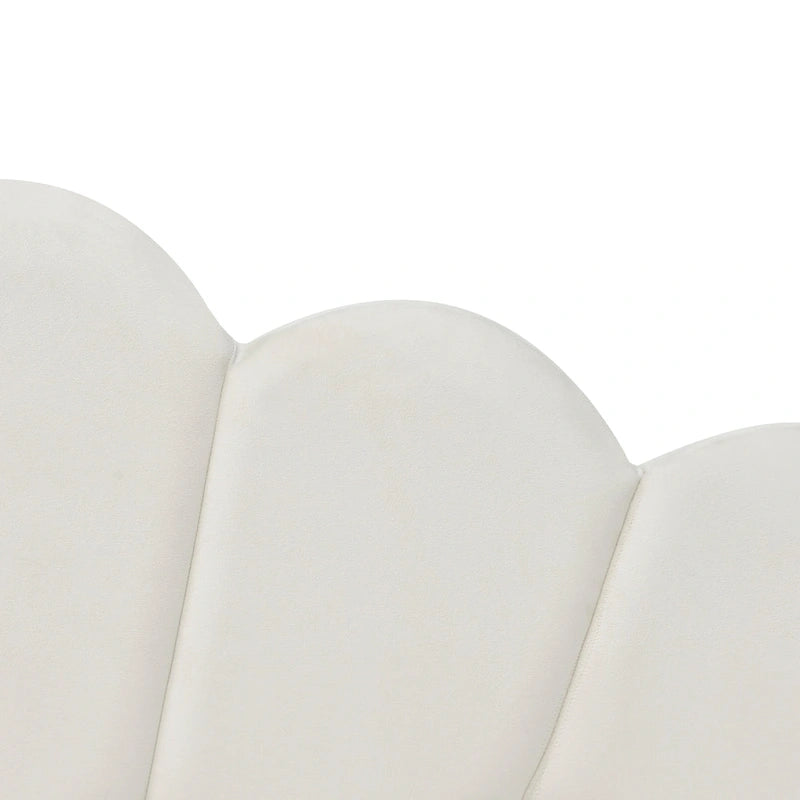Daybed rosa e bianco in velluto con schienale a conchiglia e letto estraibile, singolo, 2 posti letto