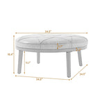 Pouf rotondo in pelle marrone, set da 2 pezzi