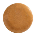 Pouf rotondo in pelle marrone, set da 2 pezzi