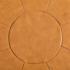 Pouf rotondo in pelle marrone, set da 2 pezzi