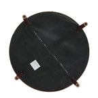 Pouf rotondo in pelle marrone, set da 2 pezzi