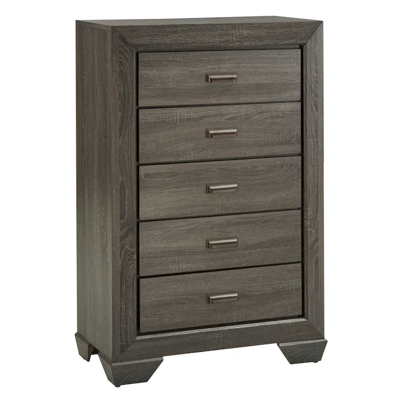 Comò/Cassettiera in legno grigio – Stile intagliato nel legno, pezzo unico