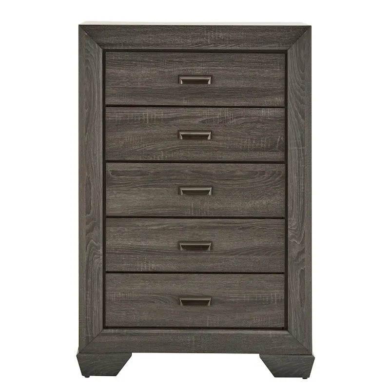 Comò/Cassettiera in legno grigio – Stile intagliato nel legno, pezzo unico