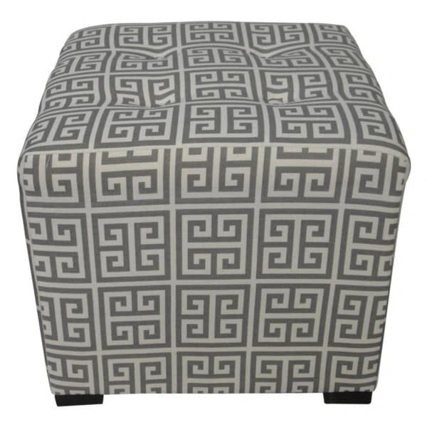 Poggiapiedi/Ottoman quadrato bianco/nero e bianco/grigio, capitonné a 4 bottoni, monoposto