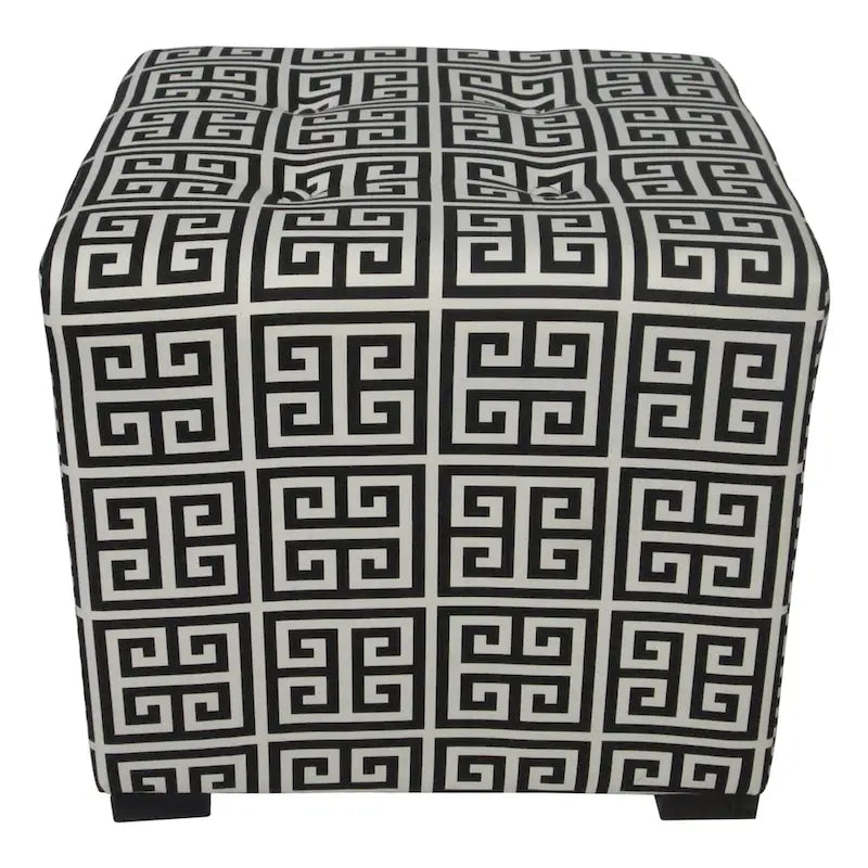 Poggiapiedi/Ottoman quadrato bianco/nero e bianco/grigio, capitonné a 4 bottoni, monoposto