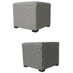 Poggiapiedi/Ottoman quadrato bianco/nero e bianco/grigio, capitonné a 4 bottoni, monoposto
