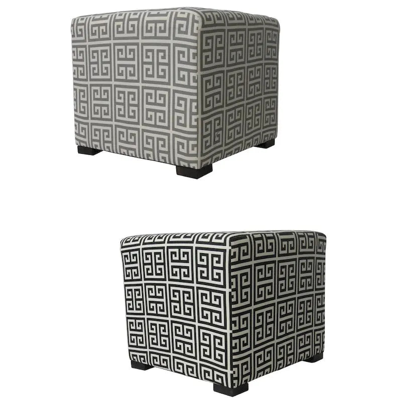 Poggiapiedi/Ottoman quadrato bianco/nero e bianco/grigio, capitonné a 4 bottoni, monoposto
