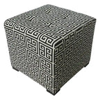 Poggiapiedi/Ottoman quadrato bianco/nero e bianco/grigio, capitonné a 4 bottoni, monoposto