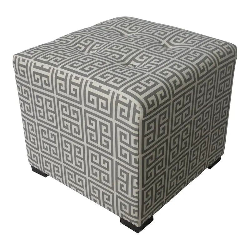 Poggiapiedi/Ottoman quadrato bianco/nero e bianco/grigio, capitonné a 4 bottoni, monoposto