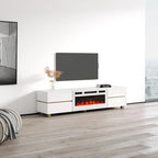 Mobile TV con Caminetto Elettrico Bianco e Nero per Soggiorno da 1-2 Persone