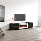 Mobile TV con Caminetto Elettrico Bianco e Nero per Soggiorno da 1-2 Persone