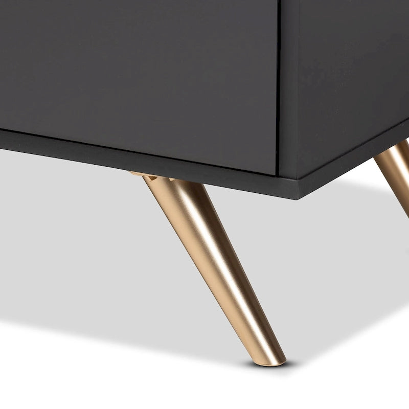 Cassettiera a 5 cassetti grigio scuro e oro, montaggio 1 persona