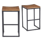 Sgabello da bar/bancone senza schienale marrone miele e nero, 1 posto, legno e ferro