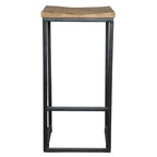 Sgabello da bar/bancone senza schienale marrone miele e nero, 1 posto, legno e ferro