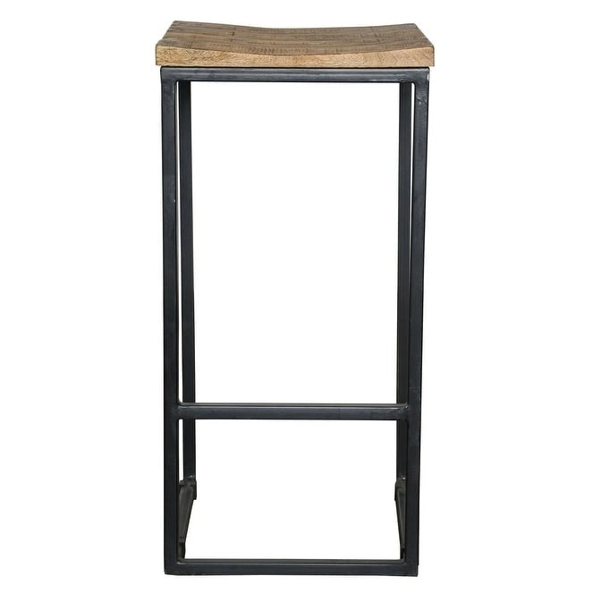 Sgabello da bar/bancone senza schienale marrone miele e nero, 1 posto, legno e ferro