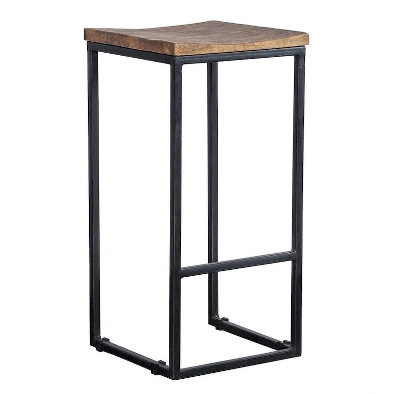 Sgabello da bar/bancone senza schienale marrone miele e nero, 1 posto, legno e ferro