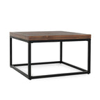 Tavolino da Caffè Quadrato, Legno e Ferro, Marrone, 30"L x 30"P