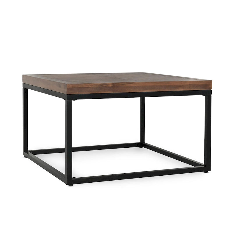 Tavolino da Caffè Quadrato, Legno e Ferro, Marrone, 30"L x 30"P