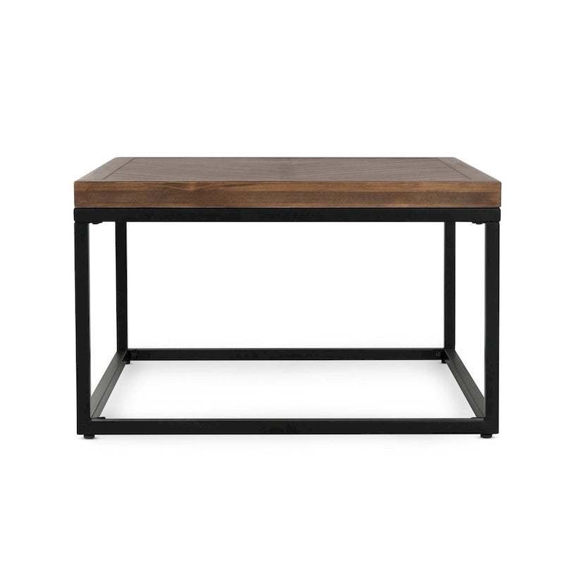 Tavolino da Caffè Quadrato, Legno e Ferro, Marrone, 30"L x 30"P
