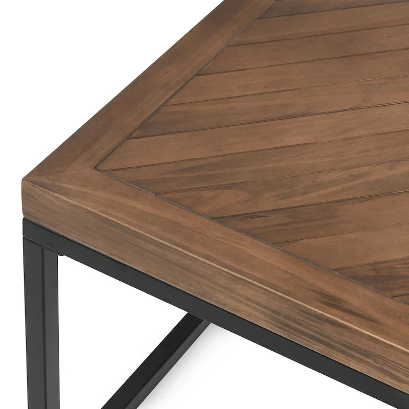 Tavolino da Caffè Quadrato, Legno e Ferro, Marrone, 30"L x 30"P