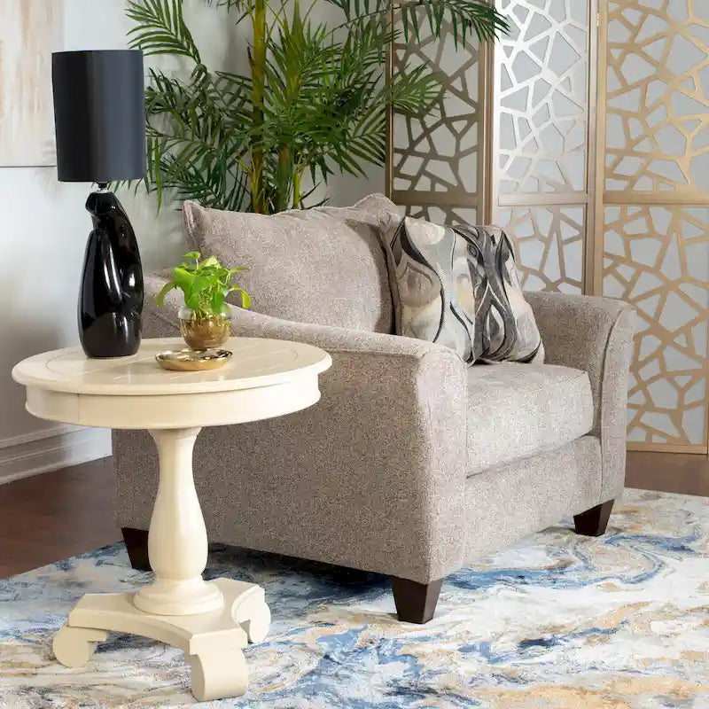 Set poltrona e pouf d'accento in tessuto grigio/marrone, 1 posto