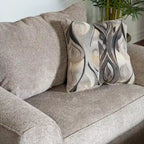 Set poltrona e pouf d'accento in tessuto grigio/marrone, 1 posto
