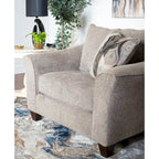 Set poltrona e pouf d'accento in tessuto grigio/marrone, 1 posto