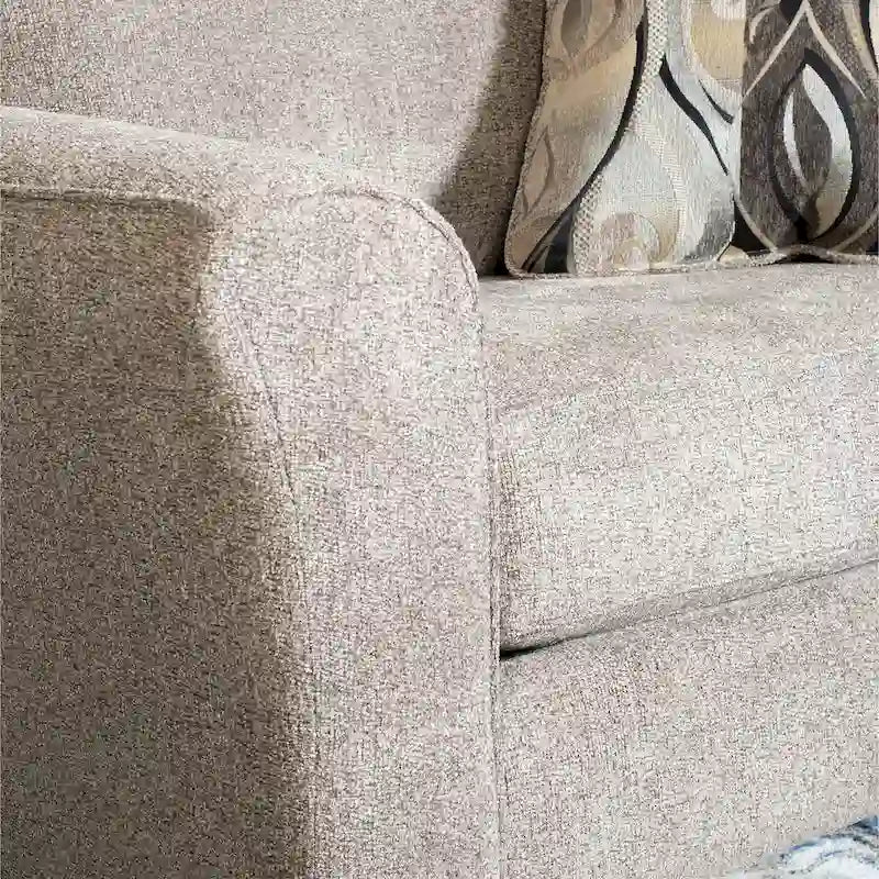 Set poltrona e pouf d'accento in tessuto grigio/marrone, 1 posto