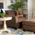 Set poltrona e pouf d'accento in tessuto grigio/marrone, 1 posto
