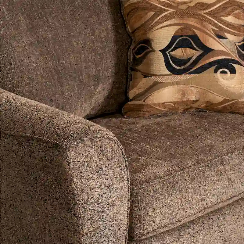 Set poltrona e pouf d'accento in tessuto grigio/marrone, 1 posto