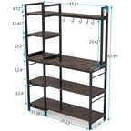 Scaffale da Panettiere a 5 Ripiani con Credenza e Supporto per Microonde da Cucina, Marrone/Nero