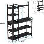 Scaffale da Panettiere a 5 Ripiani con Credenza e Supporto per Microonde da Cucina, Marrone/Nero