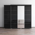 Armadio con Specchio e Ante in Vetro Nero/Grigio/Bianco – Singolo, Set da 2 Pezzi