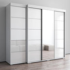 Armadio con Specchio e Ante in Vetro Nero/Grigio/Bianco – Singolo, Set da 2 Pezzi