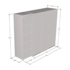 Armadio con Specchio e Ante in Vetro Nero/Grigio/Bianco – Singolo, Set da 2 Pezzi