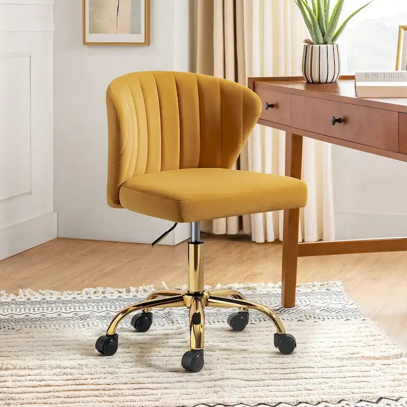 Sedia da ufficio con schienale alto in velluto multicolore, senza braccioli, con motivo a canali, sedile singolo