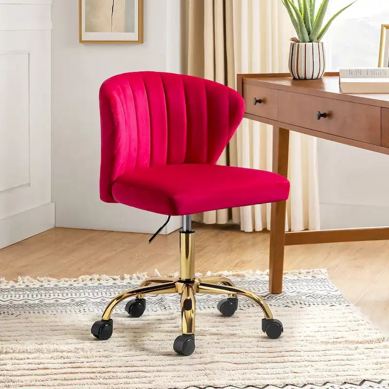 Sedia da ufficio con schienale alto in velluto multicolore, senza braccioli, con motivo a canali, sedile singolo
