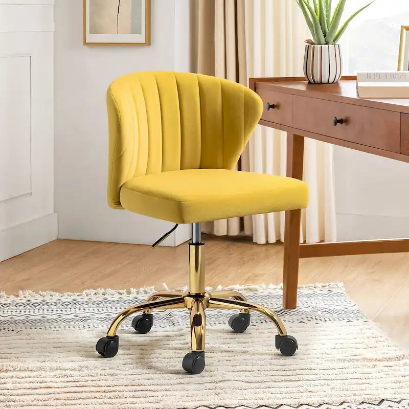 Sedia da ufficio con schienale alto in velluto multicolore, senza braccioli, con motivo a canali, sedile singolo