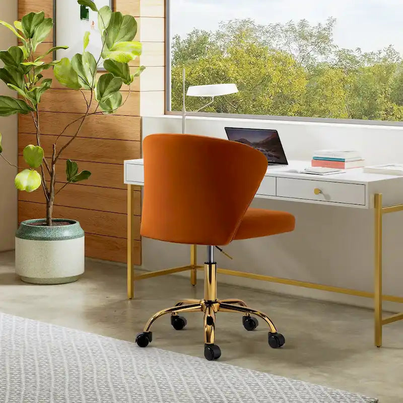 Sedia da ufficio con schienale alto in velluto multicolore, senza braccioli, con motivo a canali, sedile singolo