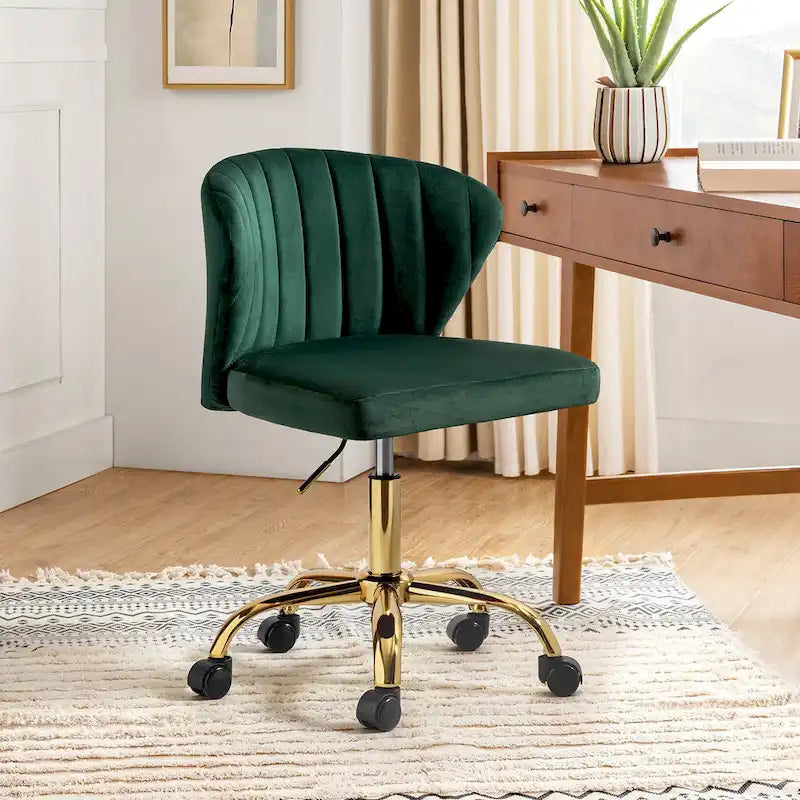 Sedia da ufficio con schienale alto in velluto multicolore, senza braccioli, con motivo a canali, sedile singolo