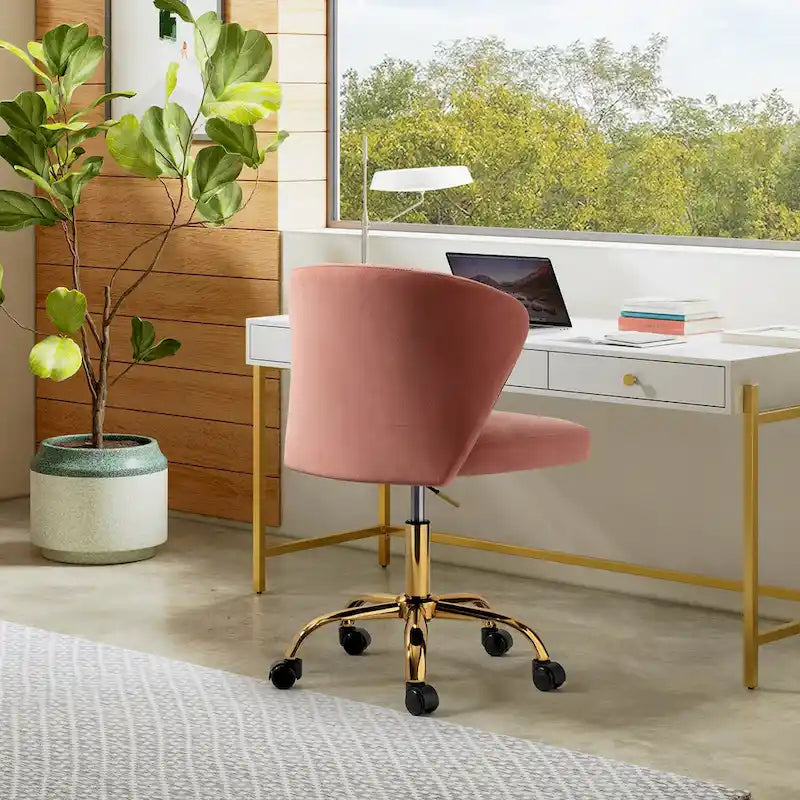 Sedia da ufficio con schienale alto in velluto multicolore, senza braccioli, con motivo a canali, sedile singolo