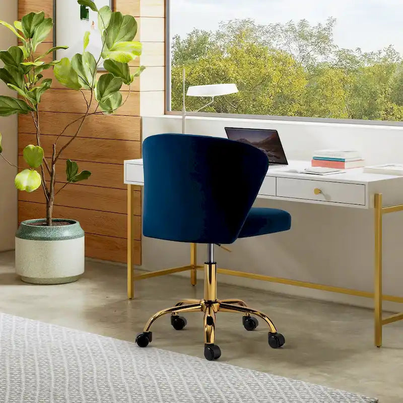 Sedia da ufficio con schienale alto in velluto multicolore, senza braccioli, con motivo a canali, sedile singolo