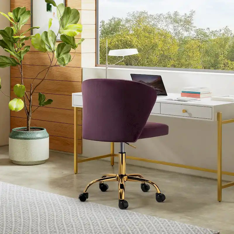 Sedia da ufficio con schienale alto in velluto multicolore, senza braccioli, con motivo a canali, sedile singolo