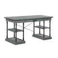 Scrivania industriale Mid-Century per 1 persona, grigia/naturale/bianco antico, 150 cm L